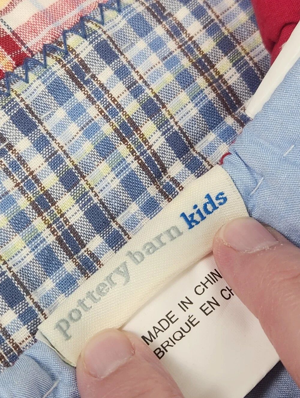 Pottery Barn Kids Laguna Plaid Patchwork Quilt Sz Twin Primary Colors Americana
